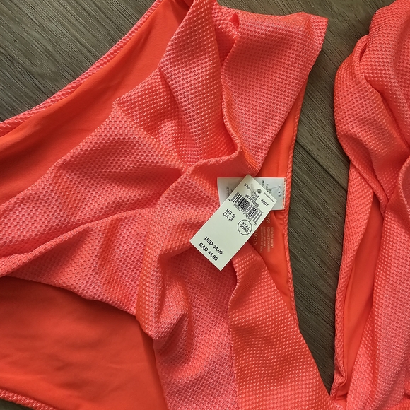 aerie Neon Coral Textured High-Waist Bikini Set - Picture 5 of 5